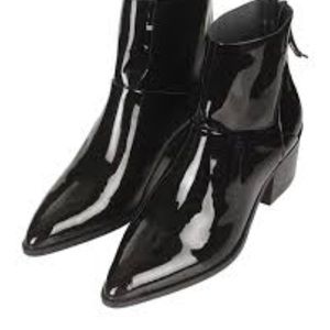 Topshop midnight patent leather boots